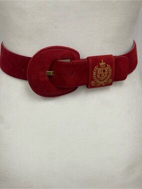 Vintage Liz Claiborne Red Suede Crest Belt